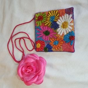 FLOWER EMBOSSED  CROSSBODY BAG IN PINK -SMALL